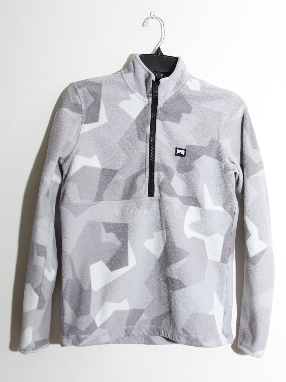 Montec Echo W Fleece Sweater Half-Zip Pullover Geometric Pattern White Gray XS